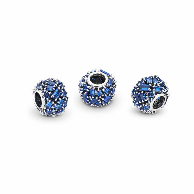 Pandora Chiselled Elegance Charm - Sterling Silver/Blue/Crystal - Canada | TV5259EP